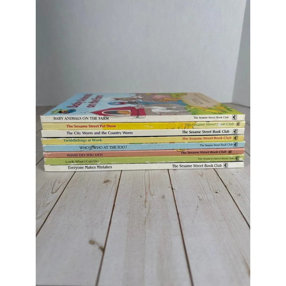 Vintage Sesame Street Book Club Lot 8 Big Bird Farm Pet Zoo‎ Learning 1980s